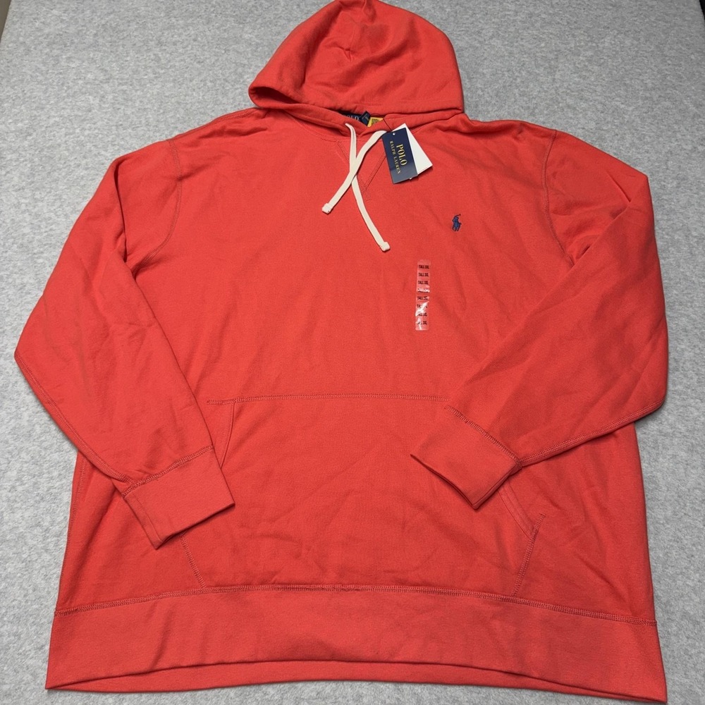 Polo Ralph Lauren Hoodie Mens 3XLT Red Fleece Pullover Pony Logo Big & Tall
